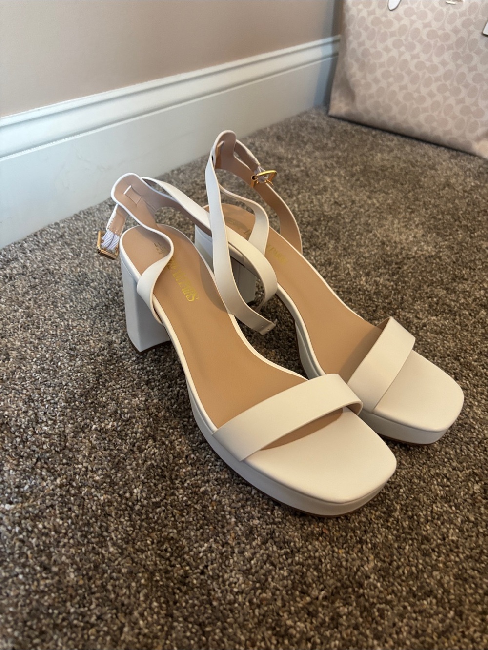 Dream Paris Classic Women’s Cream Block Heel Sandals